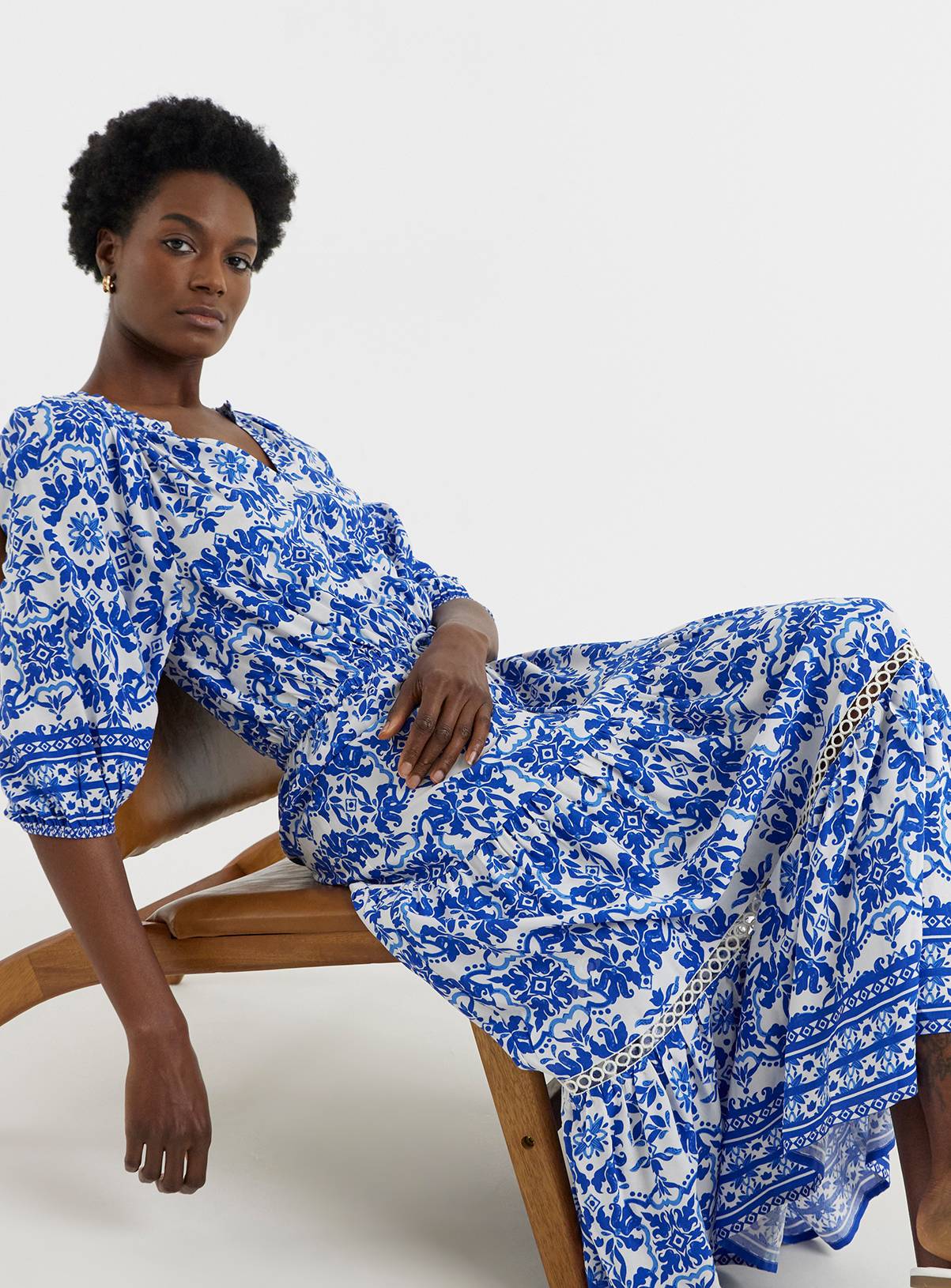 JD WILLIAMS Border Print Tiered Maxi Dress 8 - Image 3